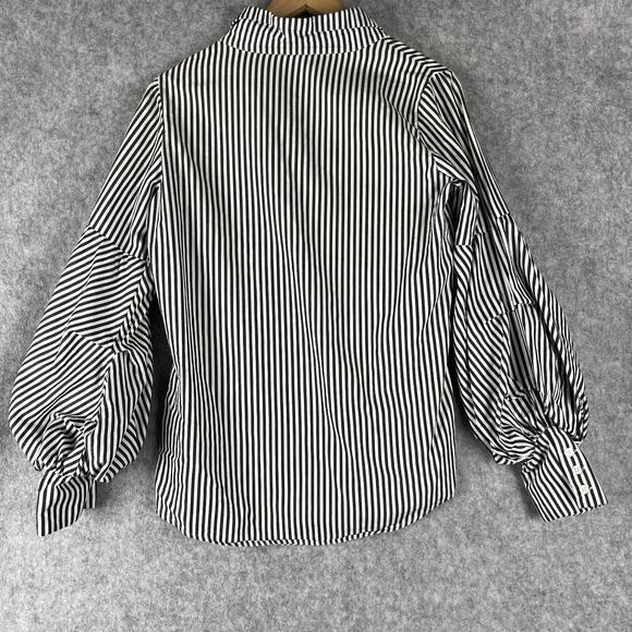 Greysn Top Womens Small Striped Blouse Button Front Puff Sleeve Lagenlook Artsy - Picture 10 of 14